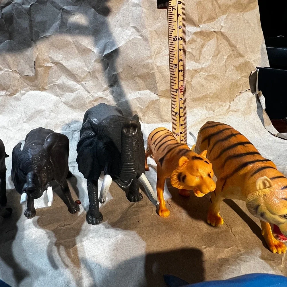 7pc Animal Figurine Set Multicolor Zebra Elephant Tiger Shark Horse